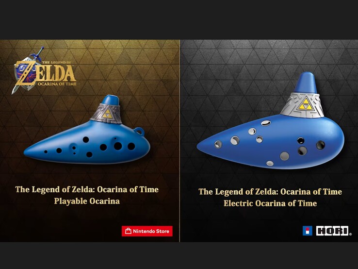 Le ocarine acustiche (a sinistra) ed elettroniche (a destra) per il remake di The Legend of Zelda: Ocarina of Time.