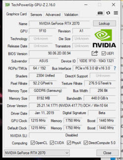 GPU-Z: Nvidia GeForce RTX 2070