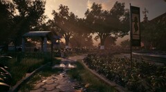 Un ambiente esterno dettagliato di Mukti, che mostra l&#039;illuminazione d&#039;atmosfera e il design ambientale nell&#039;ambiente museale (fonte: sito ufficiale di Mukti)