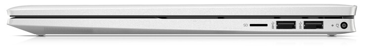 Lato destro: Lettore di schede (microSD), due porte USB 3.2 Gen 1 (Type-A), porta di ricarica