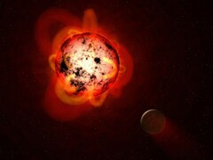 Illustrazione artistica raffigurante un protopianeta e una luna.