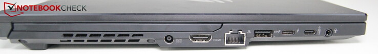 A sinistra: alimentazione, HDMI, LAN, USB-A 3.2 Gen 2, USB-C 3.2 Gen 2, Thunderbolt 4, jack per cuffie