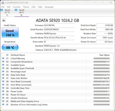 ADATA SE920 funziona con PCIe 4.0 x4