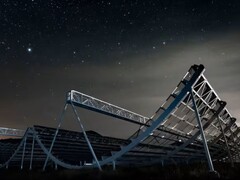 Il telescopio CHIME (Fonte immagine: CHIME, Andre Renard, Istituto Dunlap per l'Astronomia e l'Astrofisica e Università di Toronto; ritagliata)