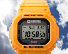 L'orologio della collaborazione di Casio Surfrider Foundation Japan (nella foto) presenta una cassa e un cinturino di colore giallo alba, realizzati in resina bio-based a colori misti. (Fonte: Casio)