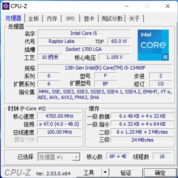Core i5-13490F CPU-Z. (Fonte: wxnod su Twitter)