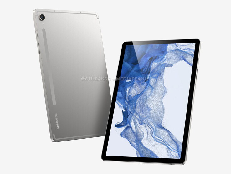 Galaxy Tab S9 FE. (Fonte: @OnLeaks &amp; MediaPeanut)