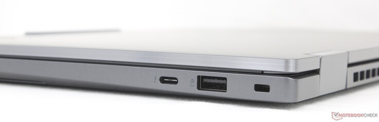 A destra: USB-C Thunderbolt 4 con DisplayPort 2.1 + Power Delivery (65 W), USB-A (5 Gbps), blocco Kensington