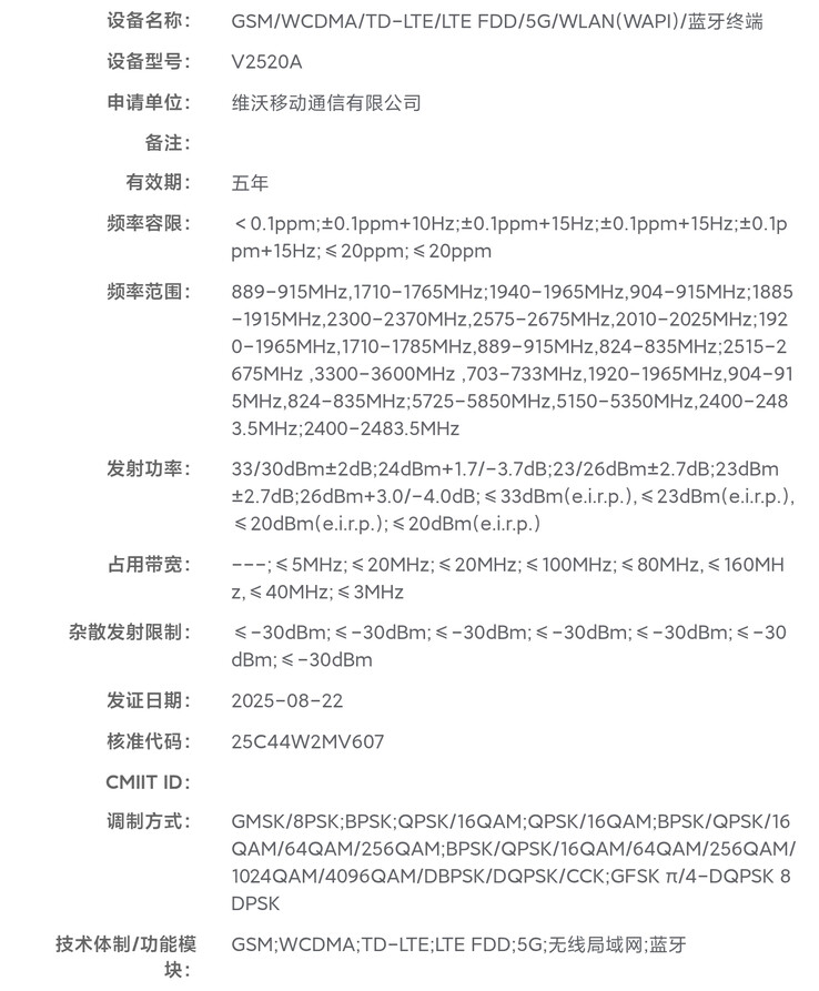 Un dispositivo "serie iQoo Neo11" ottiene la certificazione in Cina. (Fonte: Digital Chat Station via Weibo)