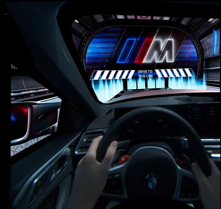 I circuiti di gara virtuali vengono percorsi e derapati utilizzando la M4 Coupé come controller del gioco. (Fonte: BMW)