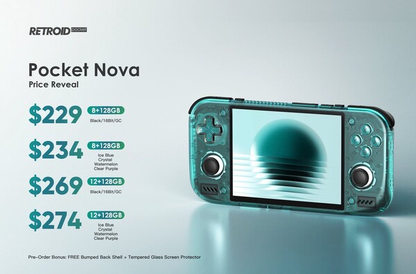 Il Retroid Pocket Nova è disponibile in due configurazioni e sette colori.
