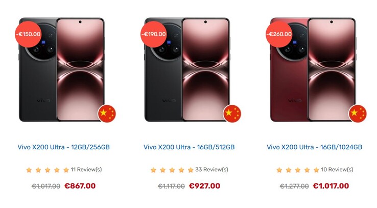 Prezzi d'importazione di Vivo X200 Ultra su Tradingshenzhen a metà luglio 2025