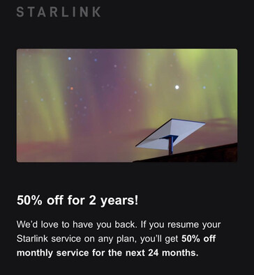 L'offerta di sconto del 50% sul canone mensile di Starlink negli Stati Uniti. (fonte: Sam Miller/FB)