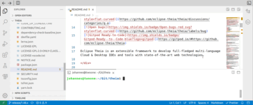I file del progetto corrente possono essere aperti nel terminale cliccando sul nome del file (Immagine: EclipseSource).
