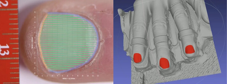 Il 10 utilizza la tecnologia di rilevamento delle immagini AI e 5 telecamere per identificare ogni unghia da dipingere e rifinire con una precisione di 0,016 pollici (0,4 mm)