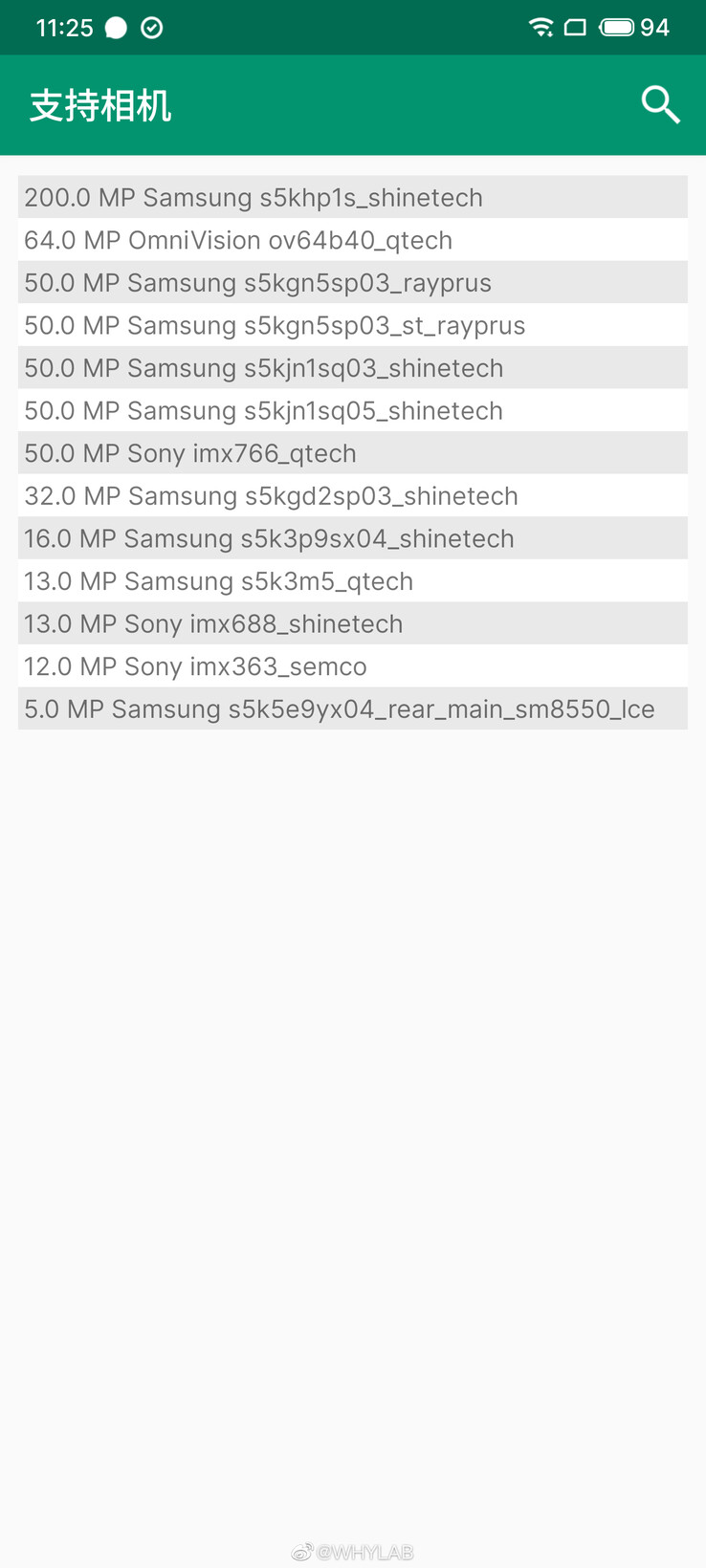 Una presunta fuga di notizie sulle ultime fotocamere dei cellulari Meizu, con lo scatto da 200MP del "20 Fold" nella parte superiore. (Fonte: WHYLAB via Weibo)