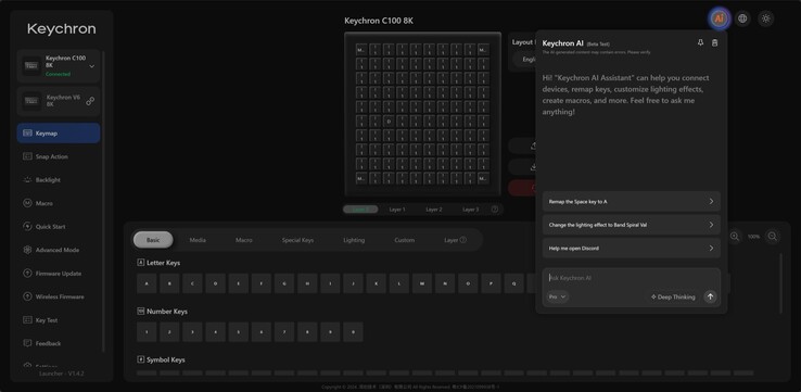 Tutti i 100 tasti possono essere programmati tramite un'applicazione web.