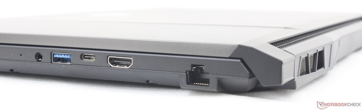 A destra: cuffie da 3,5 mm, USB-A 3.2 Gen. 1, USB-C 3.2 Gen. 1, HDMI (4K60)
