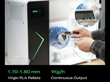 Spessore del filamento riciclato attraverso l'M1.