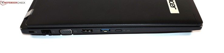 Lato Sinistro: Kensington lock, RJ45 Ethernet, VGA, HDMI, USB 3.0 Type-A, USB 3.1 Gen 1 Type-C