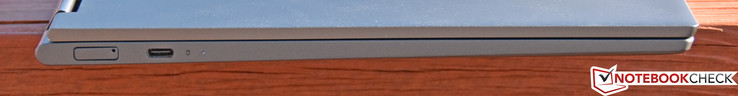 A sinistra: slot Nano SIM, USB Type-C 3.0 Gen 1 (alimentazione)
