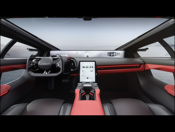 Interni con crosiera, «Digital Horizon Display» da 48 pollici e touchscreen da 10,4 pollici nella console centrale.