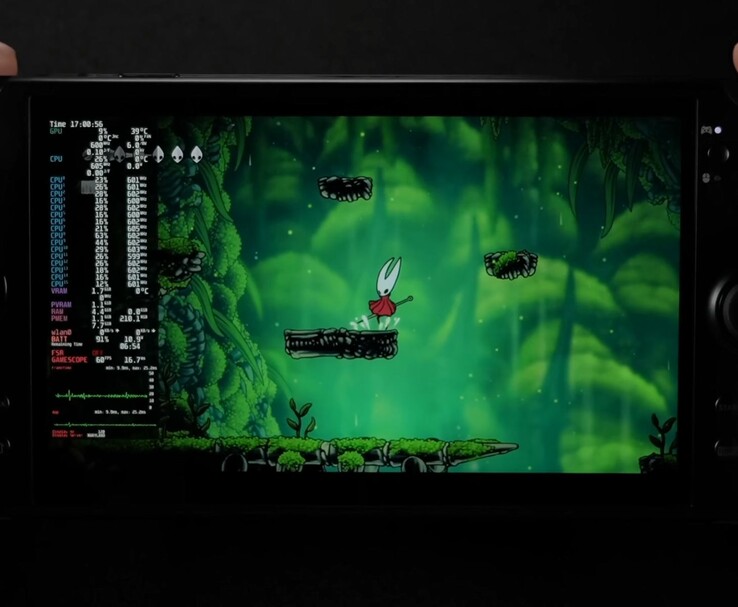 GPD Win 5 con Hollow Knight: Silksong su SteamOS a 6 W TDP con 60 FPS bloccati. (Fonte immagine: ETA Prime via YouTube)