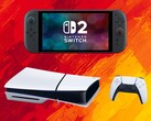 Le console Switch 2 e PS5 sono raffigurate con i colori della bandiera spagnola (Fonte immagine: Nintendo of America, Sony PlayStation con modifiche)