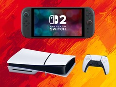 Le console Switch 2 e PS5 sono raffigurate con i colori della bandiera spagnola (Fonte immagine: Nintendo of America, Sony PlayStation con modifiche)