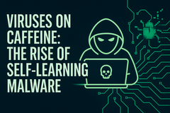 Illustrazione di un hacker con il progetto di un circuito malware (fonte: concept art generata dall&#039;AI)