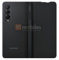 Il Galaxy Z Fold3 verrà fornito con un accessorio speciale per ospitare la sua S-Pen opzionale. (Immagine: 91mobiles)