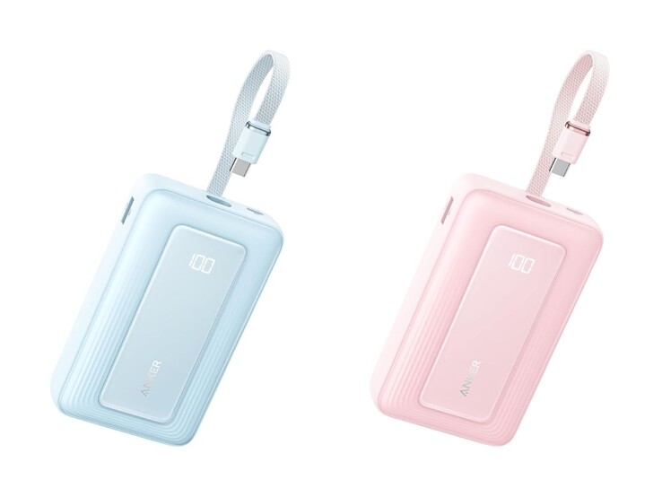 Le versioni blu (sinistra) e rosa (destra) di Anker Zolo Power Bank (20K, 45W). (Fonte: Anker)