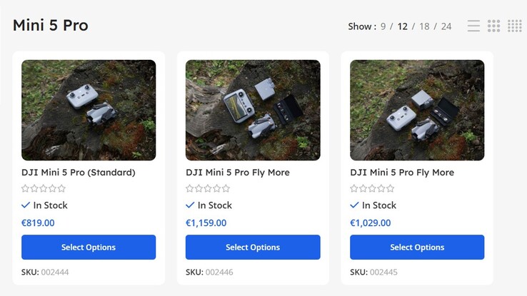Tre pacchetti DJI Mini 5 Pro sono già disponibili per l'ordinazione presso un rivenditore DJI a Cipro.