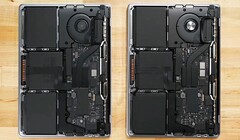 La differenza: l&#039;M1 MBP 13 a confronto con l&#039;M2 MBP 13. (Fonte: iFixit)