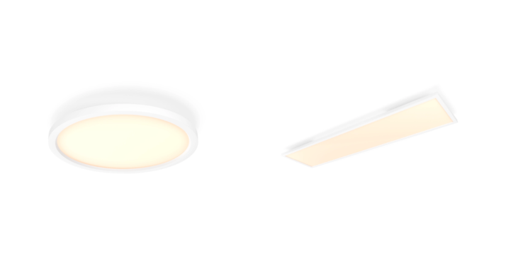 Philips Hue Aurelle Panel Round (a sinistra) e Rectangle (a destra). (Fonte: Philips Hue)