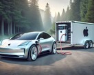 Un'impressione generata dall'AI di un'auto Apple con un sistema di batterie fuori bordo. (Immagine: Dall-E 3)