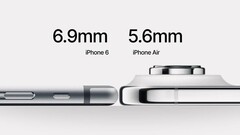 iPhone Air: Apple Il telefono più sottile di sempre non sembra così sottile rispetto all&#039;iPhone 6, ma probabilmente è molto più robusto. (Fonte immagine: Reddit)