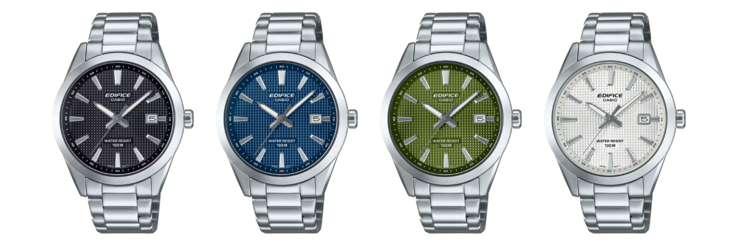 Da sinistra a destra: gli orologi Casio EFV-160D-1AV, EFV-160D-2AV, EFV-160D-3AV e EFV-160D-7AV. (Fonte immagine: Casio, edite)