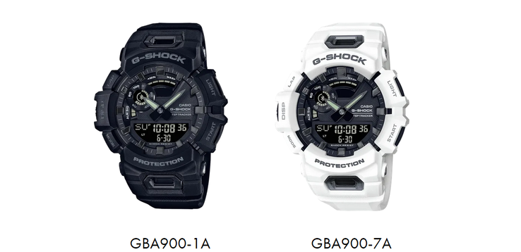 Il nuovo G-SHOCK ha un nuovo design ed è disponibile in nero (GBA900-1A) o bianco (GBA900-7A). (Fonte: Casio)