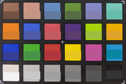 ColorChecker: La metà inferiore di ogni area di colore visualizza il colore di riferimento.