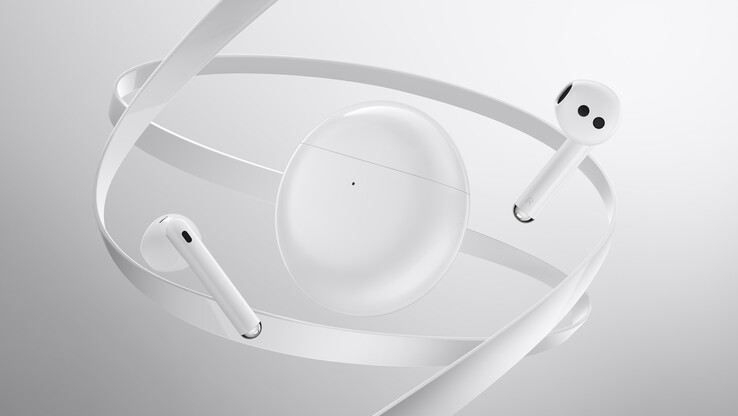 Le FreeBuds 4 in bianco ceramica. (Fonte: Huawei)
