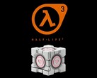 Il "Weighted Companion Cube" di Dbrand, visibile sotto il logo di Half-Life 3