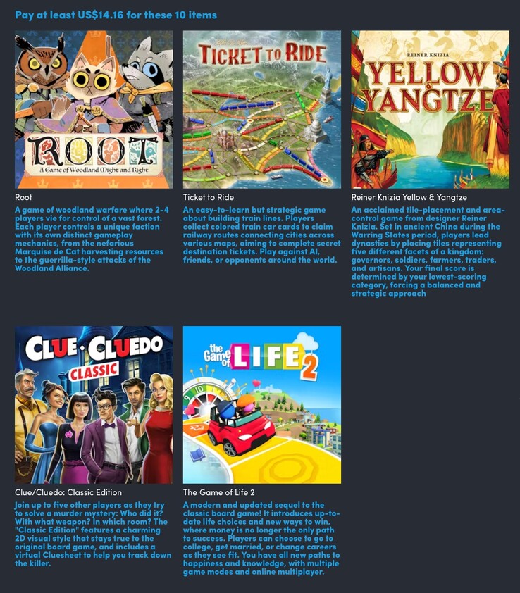 I cinque giochi aggiuntivi che verranno sbloccati con un pagamento di 14,16 dollari. (Fonte: Humble Bundle)