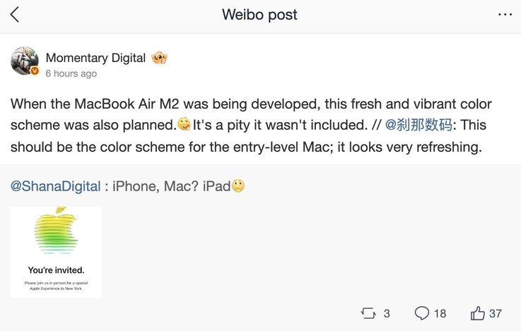 Instant Digital sostiene che Apple aveva preso in considerazione la possibilità di lanciare il MacBook Air M2 con diverse opzioni di colore, come si era ripetutamente vociferato.