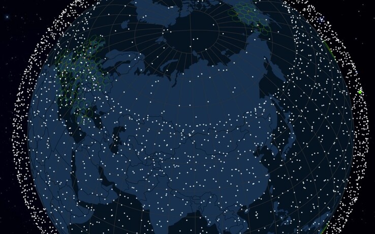 Posizioni dei satelliti Starlink. (Fonte immagine: satellitemap.space)