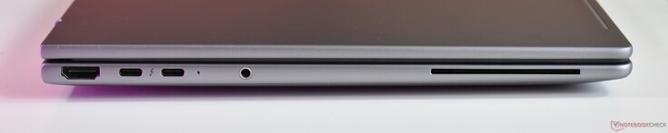 a sinistra: HDMI, 2 porte Thunderbolt 4, audio da 3,5 mm, lettore di smart card