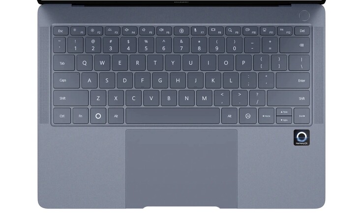 La tastiera del MateBook Pro ha un pulsante dedicato all'AI e ad HarmonyOS (Fonte: Huawei)