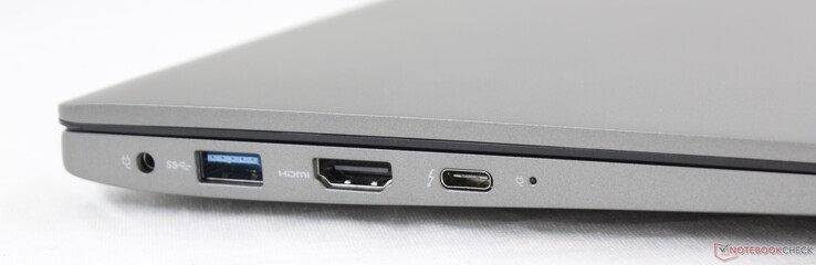 Lato Sinistro: alimentatore, USB 3.1 Type-A, HDMI, USB Type-C + Thunderbolt 3