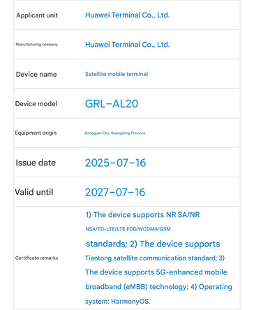 (Fonte: TENAA via Digital Chat Station - traduzione automatica)