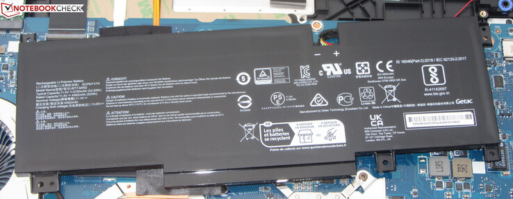 La batteria ha una capacità di 53,5 Wh.